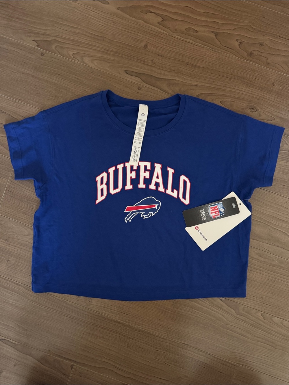 lululemon athletica Royal Blue Buffalo Graphic Crop Tee